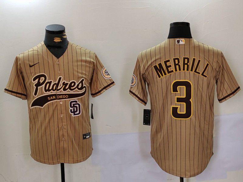 Men San Diego Padres 3 Merrill Brown Joint Name 2024 Nike MLB Jersey style 901